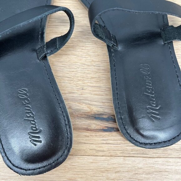 Madewell Womens Slip On Leather Slide Sandal Size 9.5 Black Double Strap Casual - Picture 5 of 9